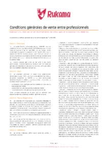 RUKAMA - CGV entre professionnels applicables au 15 février 2019